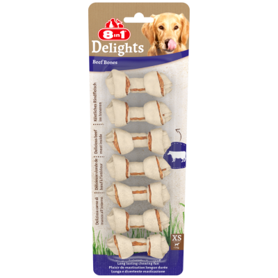 8in1 Delight Bones Biftekli Ağız Bakım Kemiği Köpek Ödülü Xs 7 Li 84 Gr - 1