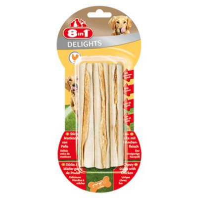 8in1 Delight Sticks Tavuklu Ağız Bakım Kemiği Köpek Ödülü 3 Lü 75 Gr - 1