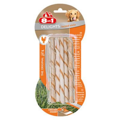 8in1 Delight Twisted Sticks Tavuklu Ağız Bakım Kemiği Köpek Ödülü 10 Lu 55 Gr - 1