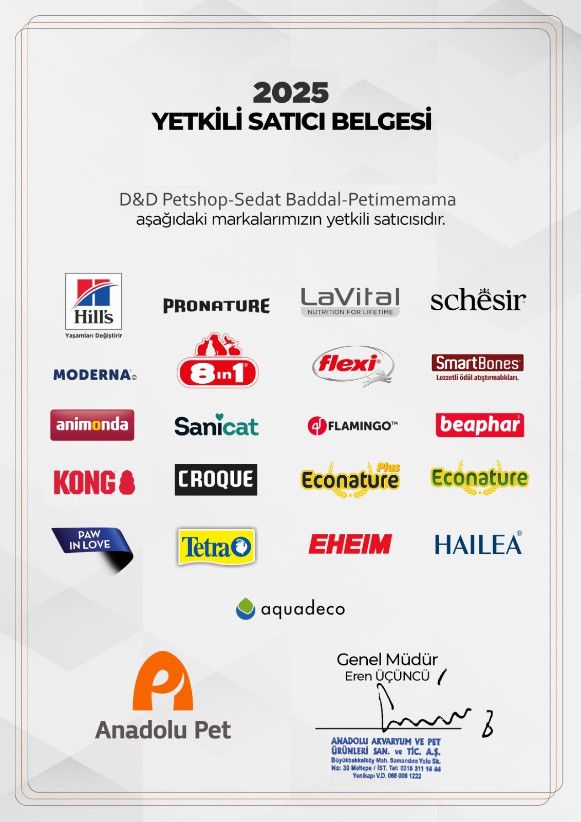 Schesir Yetkili Satıcı Belgesi