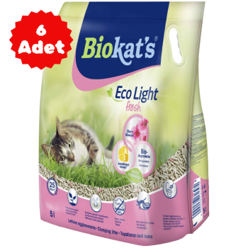 Biokat's Eco Light Fresh Cherry Blossom Pelet Kedi Kumu 5 Litre 6 Adet - 1