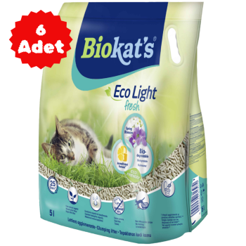 Biokat's Eco Light Fresh Spring Blossom Pelet Kedi Kumu 5 Litre 6 Adet - 1