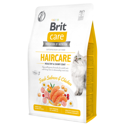 Brit Care Haircare Hypo Allergenic Deri ve Tüy Sağ. İçin Tavuk ve Somonlu Tahılsız Kedi Maması 7 Kg - 1