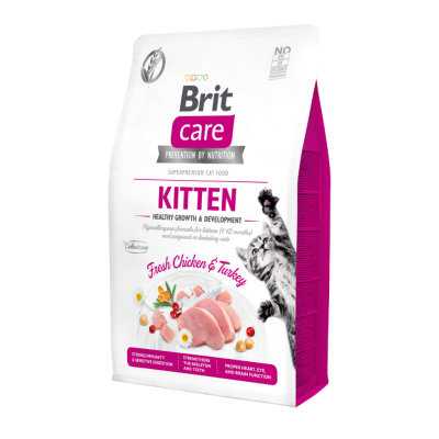 Brit Care Kitten Hypo Allergenic Sağlıklı Büyüme Tavuklu ve Hindili Tahılsız Yavru Kedi Maması 2 Kg - 1