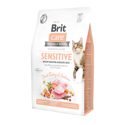 Brit Care Sensitive Hypo Allergenic Sindirim Sistemi Des. Hindi ve Somonlu Tahılsız Kedi Maması 2 Kg - 1