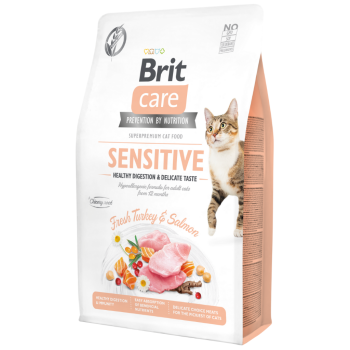 Brit Care Sensitive Hypo Allergenic Sindirim Sistemi Des. Hindi ve Somonlu Tahılsız Kedi Maması 7 Kg - 1
