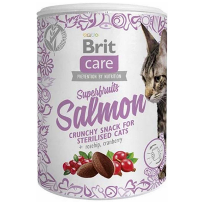 Brit Care Snack Superfruits Tahılsız Somonlu ve Meyveli Kısırlaştırılmış Kedi Ödülü 100 Gr - 1