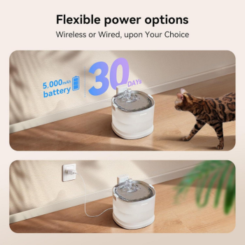 Cheerble E1+ Çelik Hazneli Şarjlı Otomatik Kedi Su Pınarı 2 Litre - 5