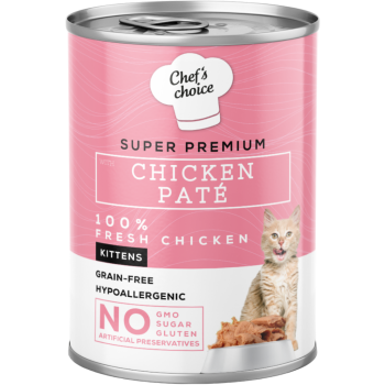 Chef's Choice Tahılsız Hipoalerjenik Kitten Tavuk Etli Yavru Kedi Konservesi Pate 400 Gr - 1