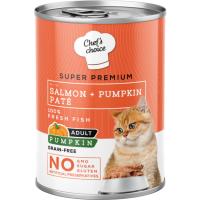 Chef's Choice Tahılsız Hipoalerjenik Somonlu ve Balkabaklı Kedi Konservesi Pate 400 Gr - 1