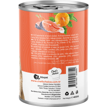Chef's Choice Tahılsız Hipoalerjenik Somonlu ve Balkabaklı Kedi Konservesi Pate 400 Gr - 2