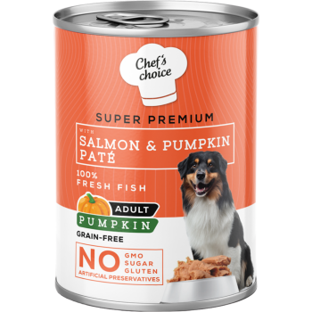 Chef's Choice Tahılsız Hipoalerjenik Somonlu ve Balkabaklı Köpek Konservesi Pate 400 Gr - 1