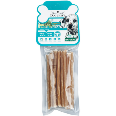 Dog Chefs Puppy Twisted Stick Natural İnce Burgu Çubuk Kemik Köpek Ödülü Small 20 Li Paket - 1