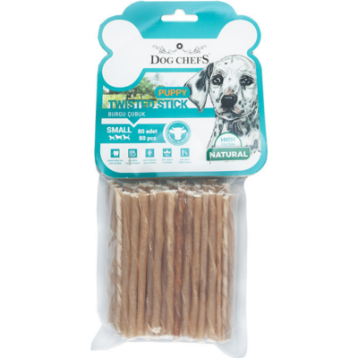 Dog Chefs Puppy Twisted Stick Natural İnce Burgu Çubuk Kemik Köpek Ödülü Small 80 Li Paket - 1