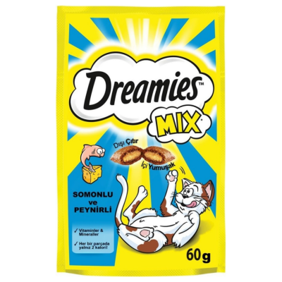 Dreamies İçi Dolgulu Somon ve Peynirli Mix Kıtır Kedi Ödül Maması 60 Gr - 1