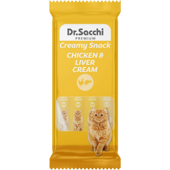 Dr.Sacchi Creamy Tavuklu ve Ciğerli Krema Kedi Ödülü 4x14 Gr - 1