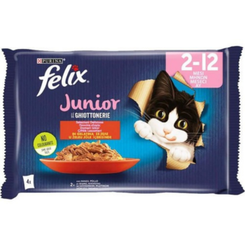 Felix Multipack Junior Sığır Etli ve Tavuklu Yavru Kedi Yaş Maması 4x85 Gr - 1