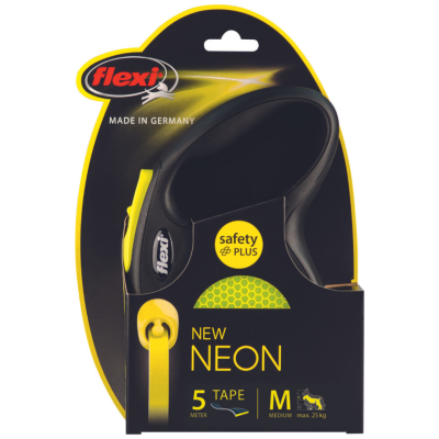 Flexi New Neon Otomatik Şerit Gezdirme Kayışı 5 Metre Medium Sarı - 2