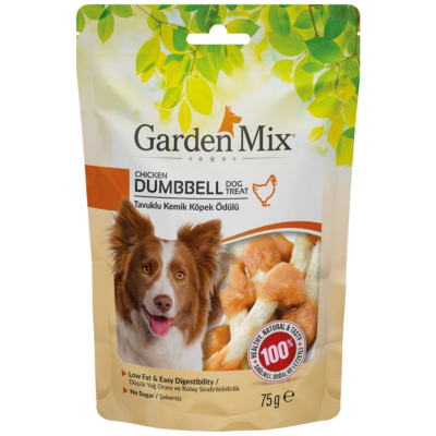 Garden Mix Chicken Dumbell Tavuk Sargılı Kemik Köpek Ödülü 75 Gr - 1