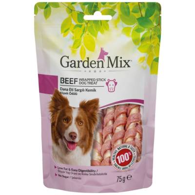 Garden Mix Beef Wrapped Stick Dana Eti Sargılı Kemik Köpek Ödülü 75 Gr - 1