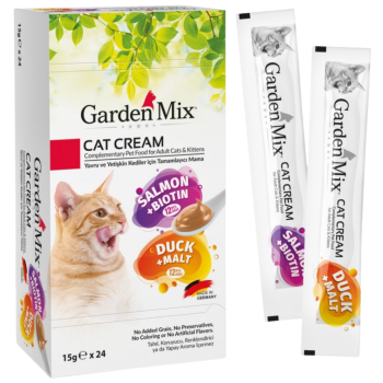 Garden Mix Cat Cream Somonlu & Biyotinli ve Ördekli & Maltlı Krema Kedi Ödülü 24x15 Gr - 1