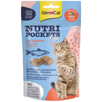 GimCat Nutri Pockets Fish Somonlu Omega 3 & 6 Taurine Kedi Ödülü 60 Gr - 1