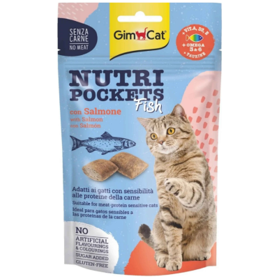 Gimcat Nutri Pockets Fish Somonlu Omega 3 & 6 Taurine Kedi Ödülü 60 Gr - 1