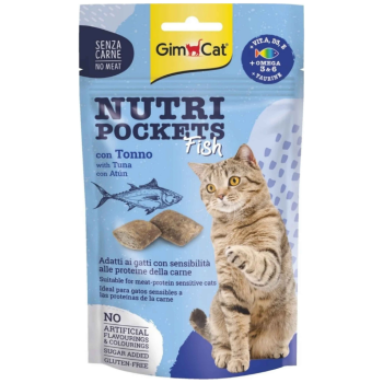 GimCat Nutri Pockets Fish Tuna Balıklı Omega 3 & 6 Taurine Kedi Ödülü 60 Gr - 1