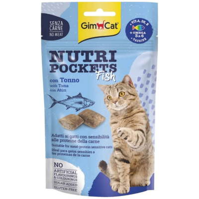 Gimcat Nutri Pockets Fish Tuna Balıklı Omega 3 & 6 Taurine Kedi Ödülü 60 Gr - 1