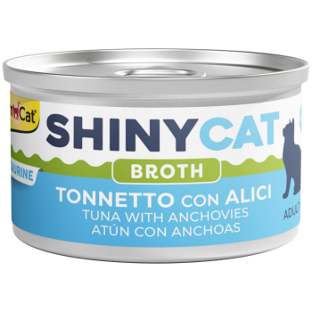GimCat Shinycat Broth Sos İçinde Ton Balıklı ve Ançüezli Yetişkin Kedi Konservesi 70 Gr - 1