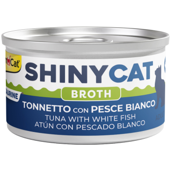 GimCat Shinycat Broth Sos İçinde Ton ve Beyaz Balıklı Yetişkin Kedi Konservesi 70 Gr - 1
