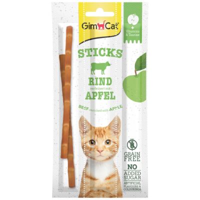 Gimcat Sticks Sığır Etli ve Elmalı Tahılsız Kedi Ödülü 5 Gr 3 Lü Paket - 1