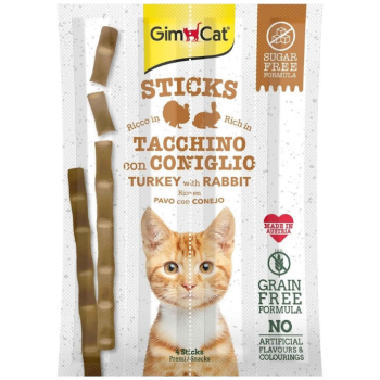GimCat Sticks Hindi Etli ve Tavşanlı Tahılsız Kedi Ödülü 4x5 Gr - 1
