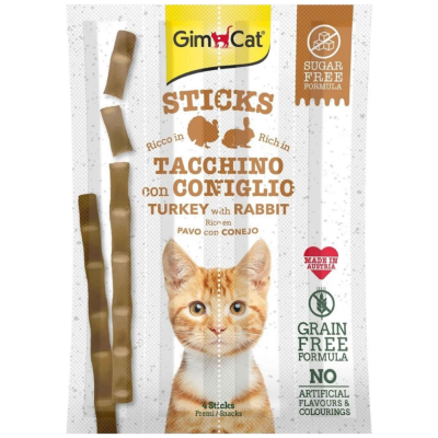 Gimcat Sticks Hindi Etli ve Tavşanlı Tahılsız Kedi Ödülü 5 Gr 4 Lü Paket - 1