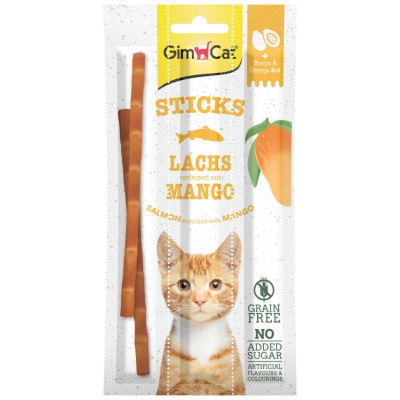 Gimcat Sticks Somonlu ve Mangolu Tahılsız Kedi Ödülü 5 Gr 3 Lü Paket - 1