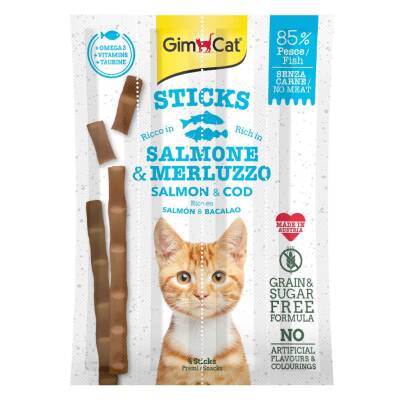 Gimcat Sticks Somonlu ve Morina Balıklı Tahılsız Kedi Ödülü 5 Gr 4 Lü Paket - 1