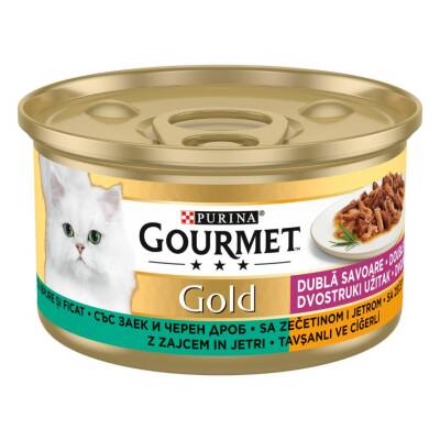 Gourmet Gold Çifte Lezzet Ciğerli ve Tavşanlı Kedi Konservesi 85 Gr - 1