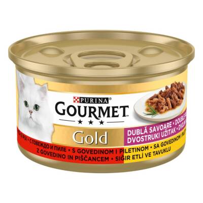 Gourmet Gold Çifte Lezzet Sığır Etli ve Tavuklu Kedi Konservesi 85 Gr - 1