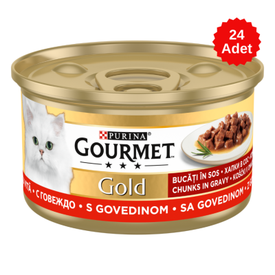 Gourmet Gold Parça Etli Sığır Etli Kedi Konserve Maması 85 Gr 24 Adet - 1