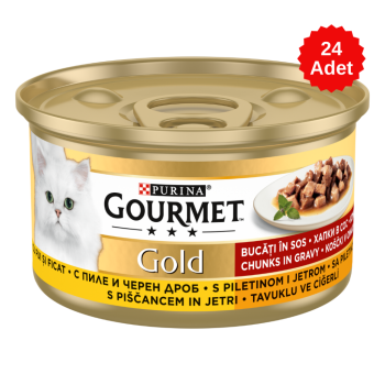 Gourmet Gold Tavuklu ve Ciğerli Kedi Konserve Maması 85 Gr 24 Adet - 1
