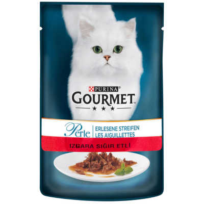 Gourmet Perle Izgara Sığır Etli Pouch Kedi Yaş Maması 85 Gr - 1