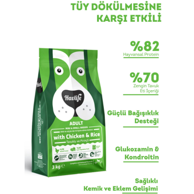 Havlife Small Mini Adult Tavuklu Küçük Irk Yetişkin Köpek Maması 3 Kg - 2