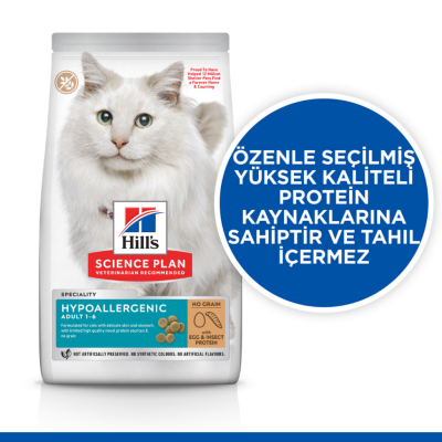 Hill's SCIENCE PLAN Hipoalerjenik Yumurta ve Böcek Proteinli Kedi Maması 1.5 Kg - 2