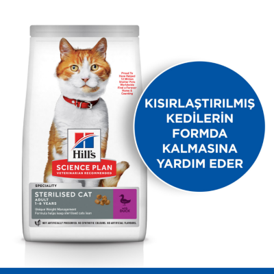 Hill's SCIENCE PLAN Ördekli Kısırlaştırılmış Yetişkin Kedi Maması 10 Kg - 2