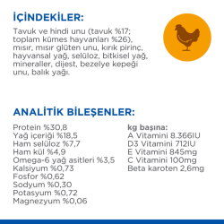 Hill's SCIENCE PLAN Tüy Yumağı Önleyici Mükemmel Tüyler için Tavuklu Yetişkin Kedi Maması 1.5 Kg - 3