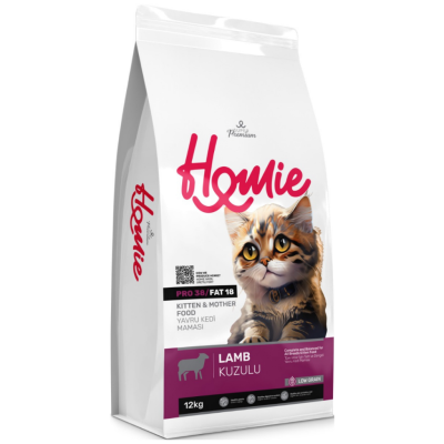 Homie Süper Premium Düşük Tahıllı Mother & Kitten Kuzu Etli Yavru Kedi Maması 12 Kg - 1