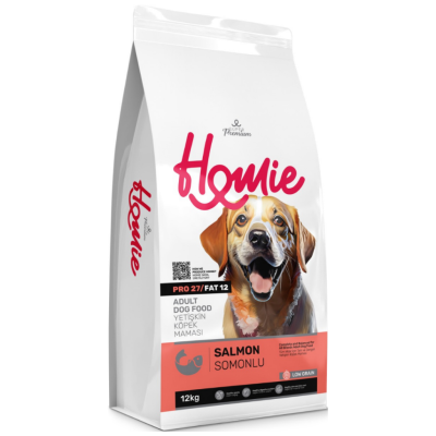 Homie Süper Premium Düşük Tahıllı Somonlu Yetişkin Köpek Maması 12 Kg - 1