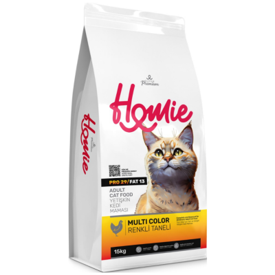 Homie Süper Premium Multi Color Renkli Taneli Tavuklu Yetişkin Kedi Maması 15 Kg - 1