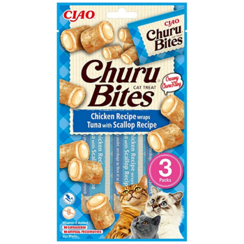 Inaba Ciao Churu Bites Tavuk Sargılı Ton Balıklı ve Deniz Taraklı Kedi Ödülü 3x10 Gr - 1