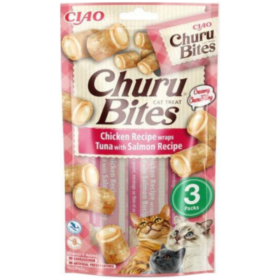 İnaba Ciao Churu Bites Tavuk Sargılı Ton Balıklı ve Somonlu Kedi Ödülü 3 x 10 Gr - 1